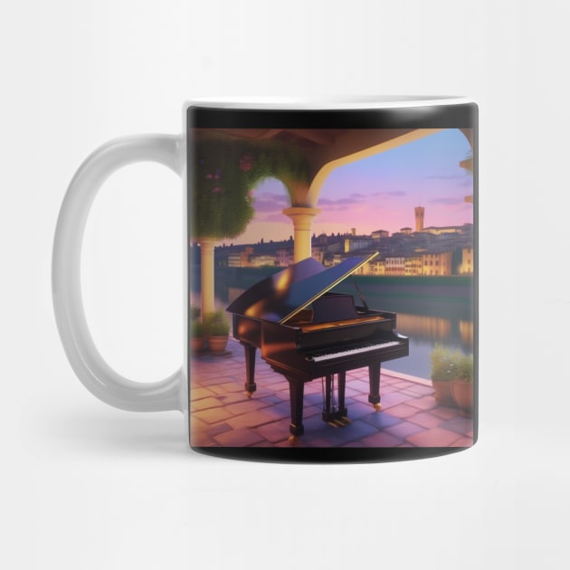 A Grand Piano In A Picturesque Scene in Florence Italy At Dusk by Musical Art By Andrew